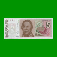 BILLETE DE AUSTRALES, 5 AUSTRALES, BOT 2811, AÑO 1986, ESTADO SIN CIRCULAR.-