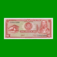 BILLETE DE PERU 10 SOLES, PICK 100a, AÑO 1969, ESTADO EXCELENTE.-