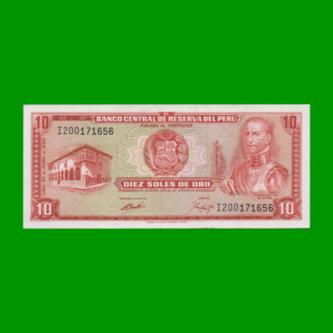 BILLETE DE PERU 10 SOLES, PICK 100a, AÑO 1969, ESTADO EXCELENTE.-