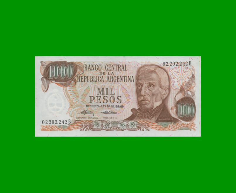 PESOS LEY 18.188 $1.000,00, BOT 2439, AÑO 1975, ESTADO EXCELENTE.-