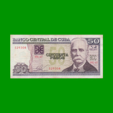 BILLETE DE CUBA $50,00 PICK 123h, AÑO 2013, ESTADO MUY BUENO.-