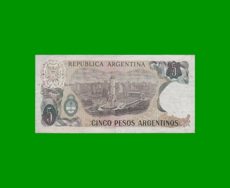 PESOS ARGENTINOS $5,00, BOT 2608, AÑO 1984, ESTADO EXCELENTE.- - Imagen 2