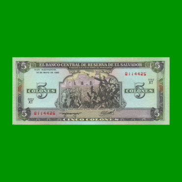 BILLETE DE EL SALVADOR 5 COLONES, PICK 138, AÑO 1990 ESTADO SIN CIRCULAR.-