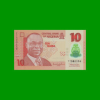 BILLETE DE NIGERIA 10 NAIRA, POLYMERO, PICK 39b, AÑO 2010 ESTADO SIN CIRCULAR.-