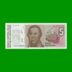 BILLETE DE AUSTRALES, 5 AUSTRALES, BOT 2814, AÑO 1987, ESTADO SIN CIRCULAR.-