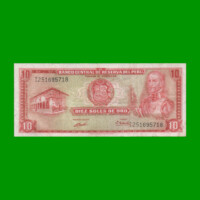 BILLETE DE PERU 10 SOLES, PICK 100b, AÑO 1971, ESTADO MUY BUENO- .-