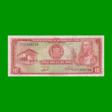 BILLETE DE PERU 10 SOLES, PICK 100b, AÑO 1971, ESTADO MUY BUENO- .-