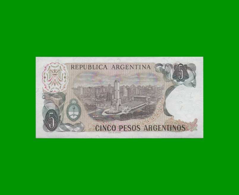 PESOS ARGENTINOS $5,00, BOT 2608, AÑO 1984, ESTADO EXCELENTE+ .- - Imagen 2