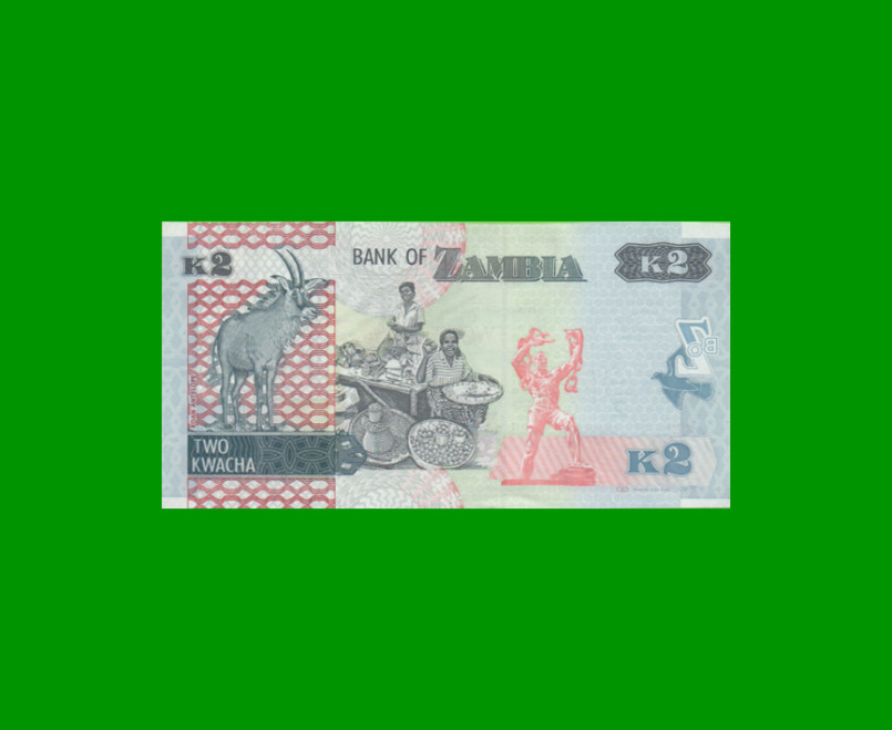 BILLETE DE ZAMBIA 2 KWACHA, PICK 49a, AÑO 2012, ESTADO SIN CIRCULAR.- - Imagen 2