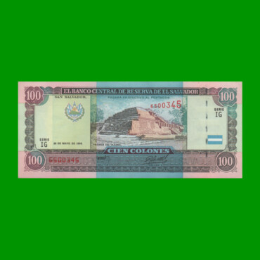 BILLETE DE EL SALVADOR 100 COLONES, PICK 140, AÑO 1995 ESTADO EXCELENTE+.-