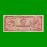 BILLETE DE PERU 10 SOLES, PICK 100c, AÑO 1972, ESTADO MUY BUENO+.-