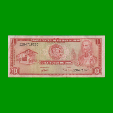 BILLETE DE PERU 10 SOLES, PICK 100c, AÑO 1972, ESTADO MUY BUENO+.-