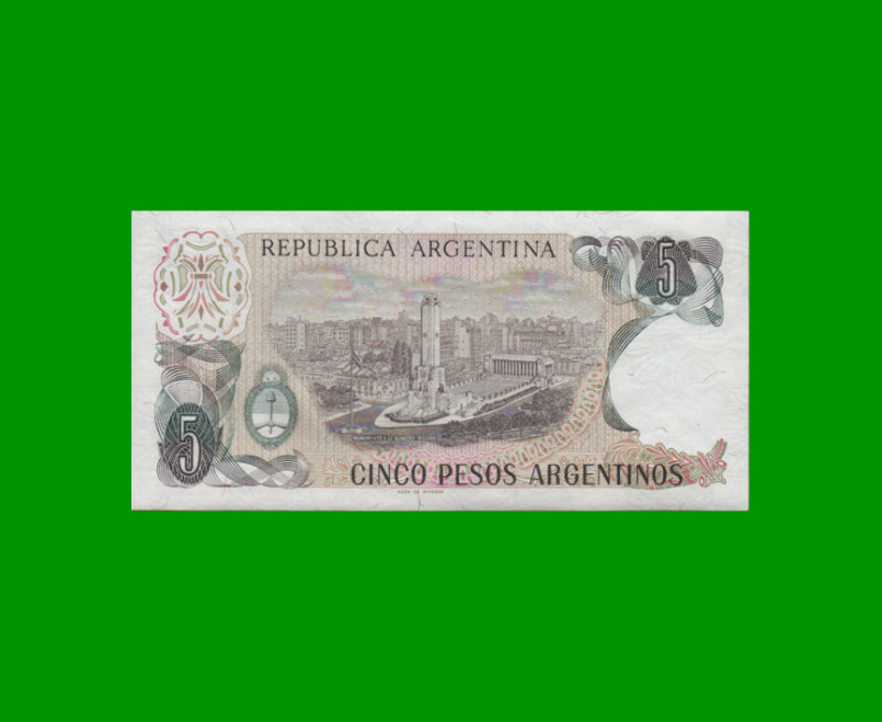 PESOS ARGENTINOS $5,00, BOT 2608, AÑO 1984, ESTADO SIN CIRCULAR .- - Imagen 2