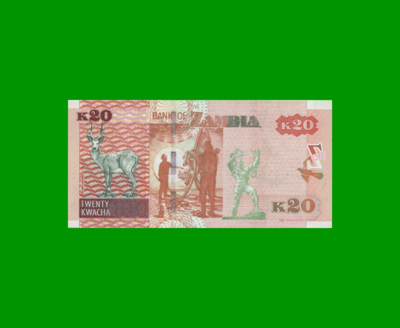 BILLETE DE ZAMBIA 20 KWACHA, PICK 52c, AÑO 2014, ESTADO SIN CIRCULAR.- - Imagen 2