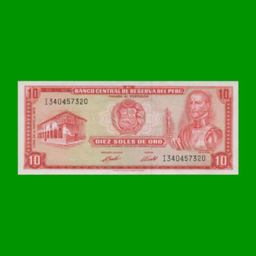 BILLETE DE PERU 10 SOLES, PICK 100c, AÑO 1973, ESTADO SIN CIRCULAR.-