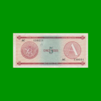 BILLETE DE CUBA $5,00 PICK FX3, AÑO 1985, ESTADO MUY BUENO.-