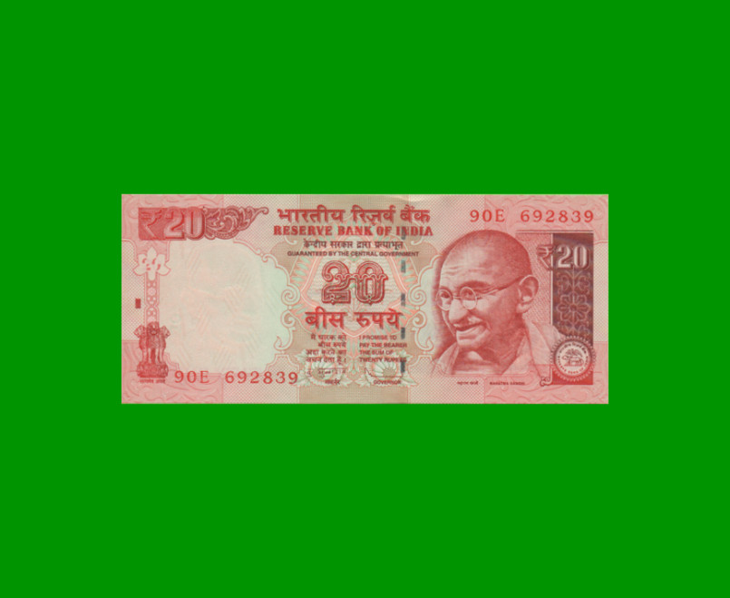 BILLETE DE INDIA 20 RUPIAS, PICK 103c, ESTADO SIN CIRCULAR.-