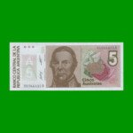 BILLETE DE AUSTRALES, 5 AUSTRALES, BOT 2816, AÑO 1989, ESTADO SIN CIRCULAR.-