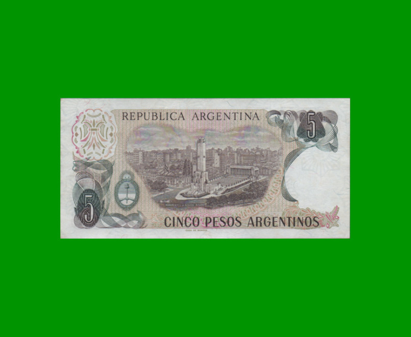 PESOS ARGENTINOS $5,00, BOT 2610, AÑO 1984, ESTADO EXCELENTE .- - Imagen 2