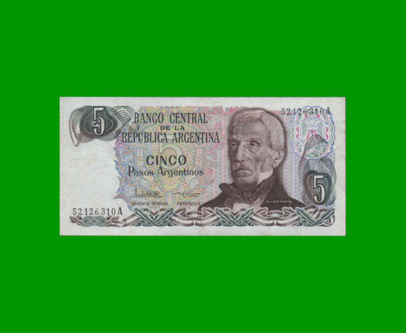 PESOS ARGENTINOS $5,00, BOT 2610, AÑO 1984, ESTADO EXCELENTE .-