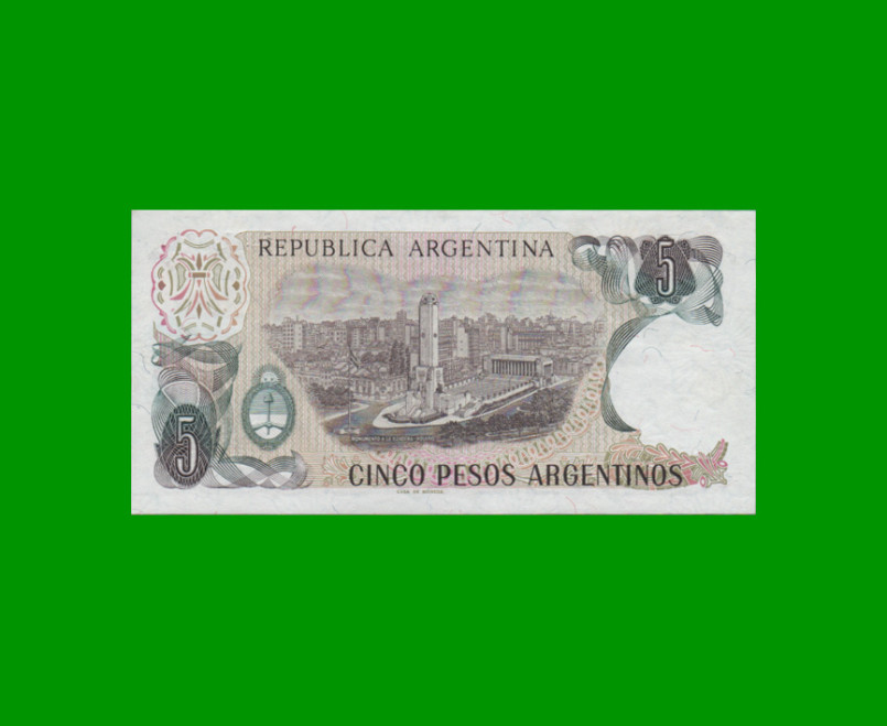 PESOS ARGENTINOS $5,00, BOT 2610, AÑO 1984, ESTADO SIN CIRCULAR.- - Imagen 2