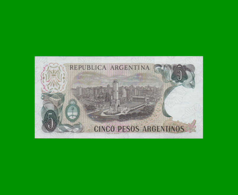 PESOS ARGENTINOS $5,00, BOT 2610a, AÑO 1984, ESTADO EXCELENTE+ .- - Imagen 2