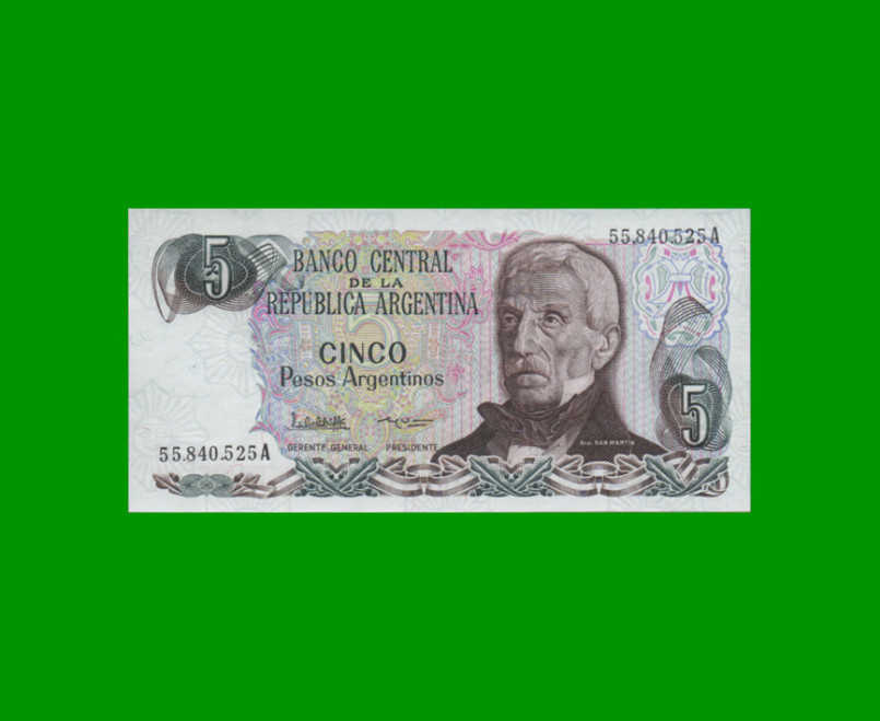 PESOS ARGENTINOS $5,00, BOT 2610a, AÑO 1984, ESTADO EXCELENTE+ .-