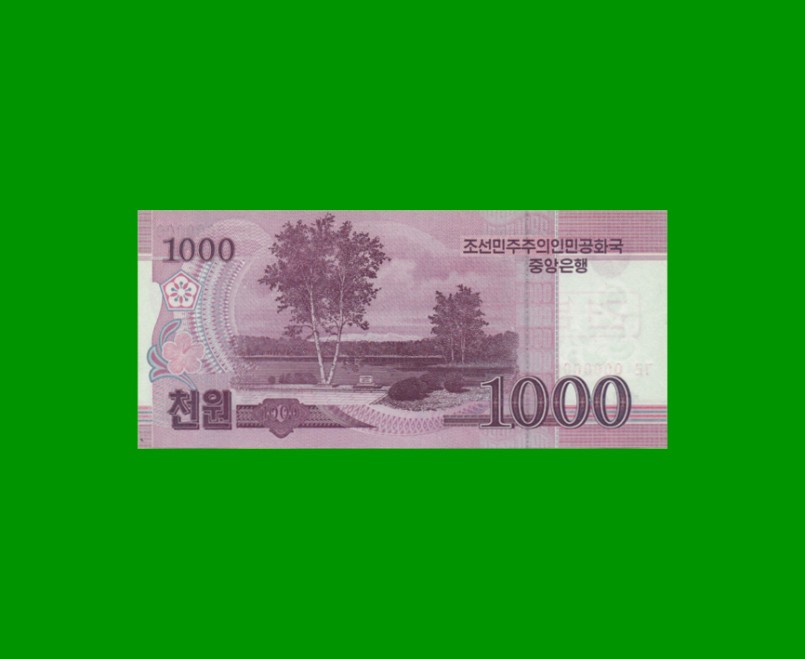 BILLETE DE COREA DEL NORTE 1.000 WON SPECIMEN, PICK 64s, ESTADO SIN CIRCULAR.- - Imagen 2