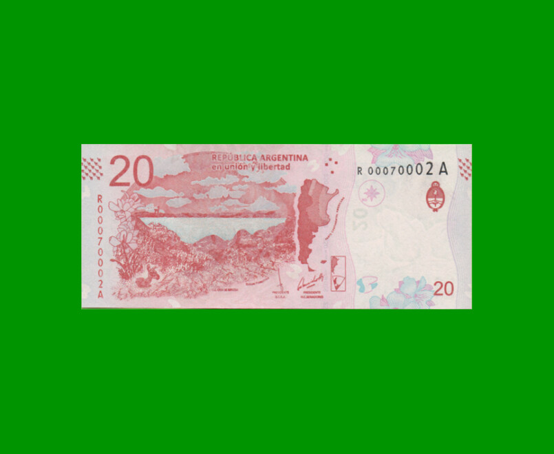 REPOSICION BILLETE CONVERTIBLE TERCER DISEÑO $ 20,00, BOT 5003, ESTADO SIN CIRCULAR.- - Imagen 2