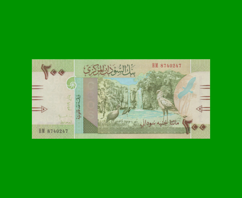 BILLETE DE SUDAN 200 LIBRAS, PICK 78, AÑO 2019 ESTADO SIN CIRCULAR.-