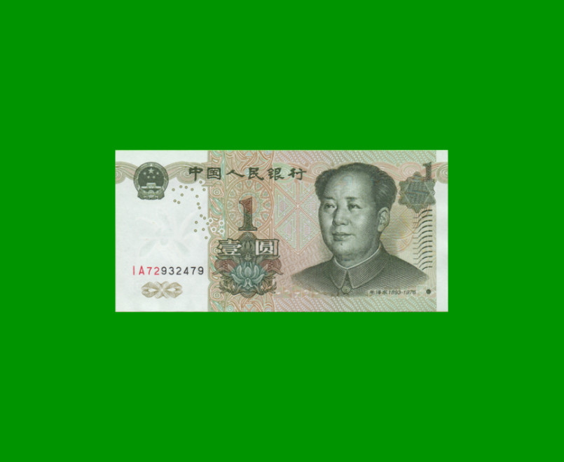 BILLETE DE CHINA 1 YUAN, PICK 895a, AÑO 1999, ESTADO SIN CIRCULAR.-