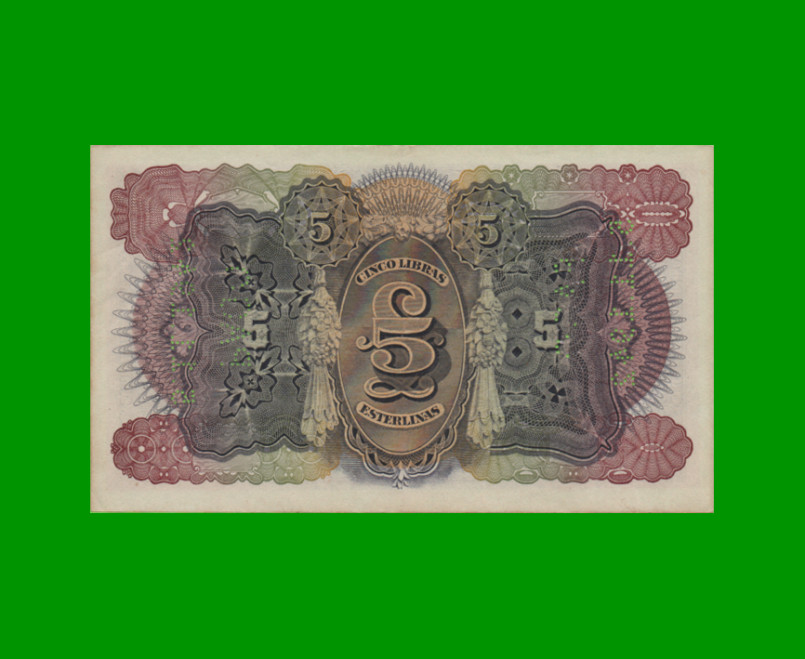 BILLETE DE MOZAMBIQUE 5 LIBRAS ESTERLINAS, PICK R32, AÑO 1934 ESTADO MUY BUENO.- - Imagen 2