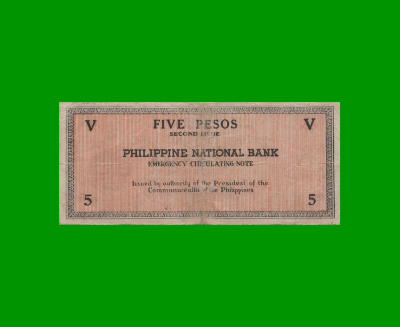 BILLETE DE FILIPINAS 5 PESOS, PICK ?, ESTADO BUENO.- - Imagen 2