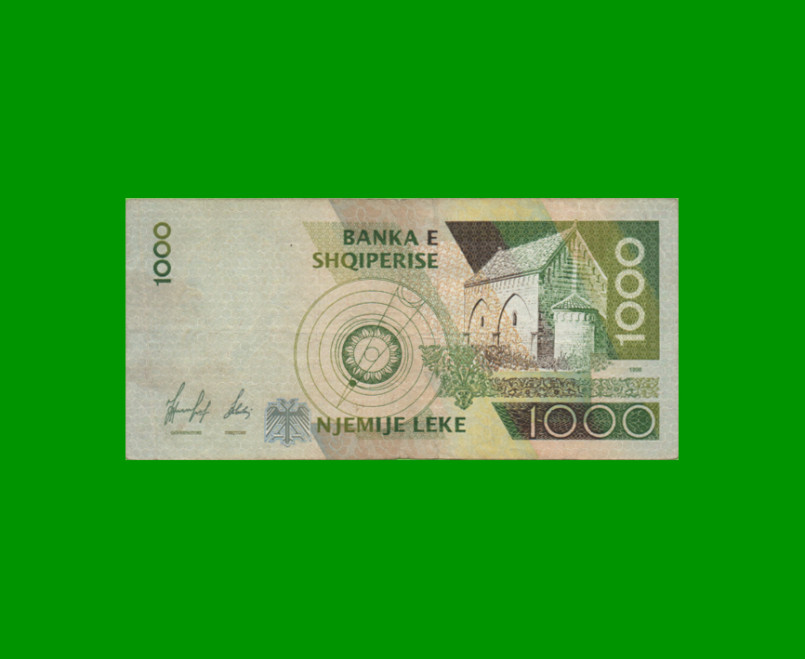 BILLETE DE ALBANIA 1.000 LEKE, PICK 65, AÑO 1996, ESTADO MUY BUENO- .- - Imagen 2