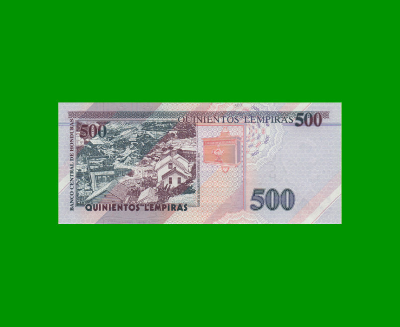 BILLETE DE HONDURAS 500 LEMPIRAS, PICK 78g, AÑO 2010 ESTADO SIN CIRCULAR.- - Imagen 2