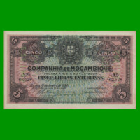 BILLETE DE MOZAMBIQUE 5 LIBRAS ESTERLINAS, PICK R32, AÑO 1934 ESTADO MUY BUENO.-