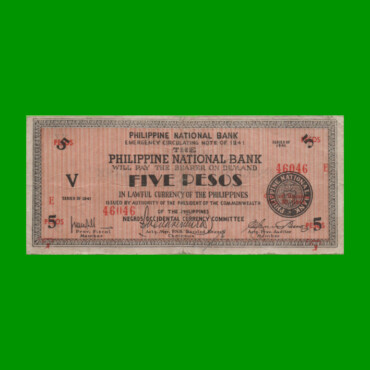 BILLETE DE FILIPINAS 5 PESOS, PICK ?, ESTADO BUENO.-