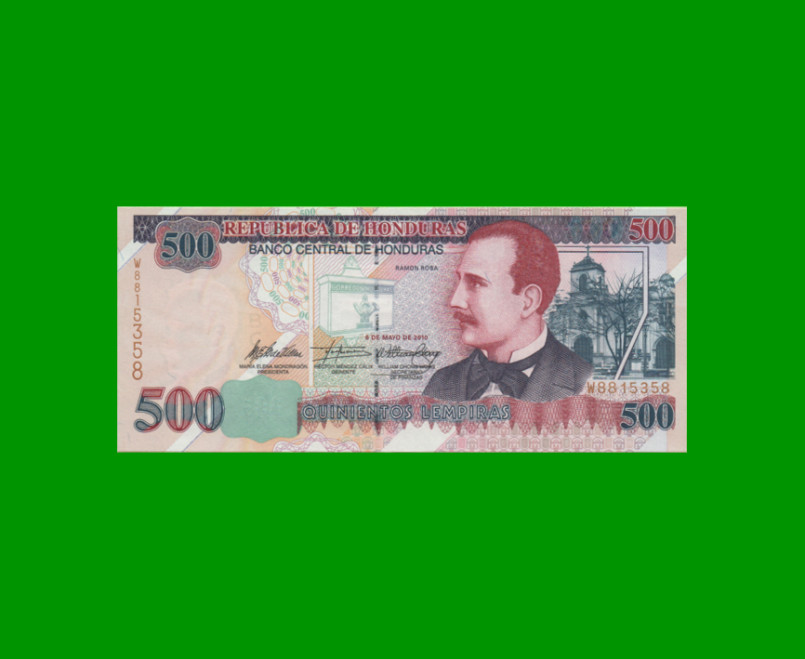 BILLETE DE HONDURAS 500 LEMPIRAS, PICK 78g, AÑO 2010 ESTADO SIN CIRCULAR.-