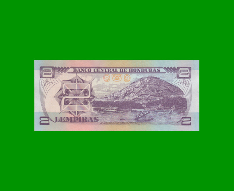 BILLETE DE HONDURAS 2 LEMPIRAS, PICK 80Ae, AÑO 2004 ESTADO SIN CIRCULAR.- - Imagen 2