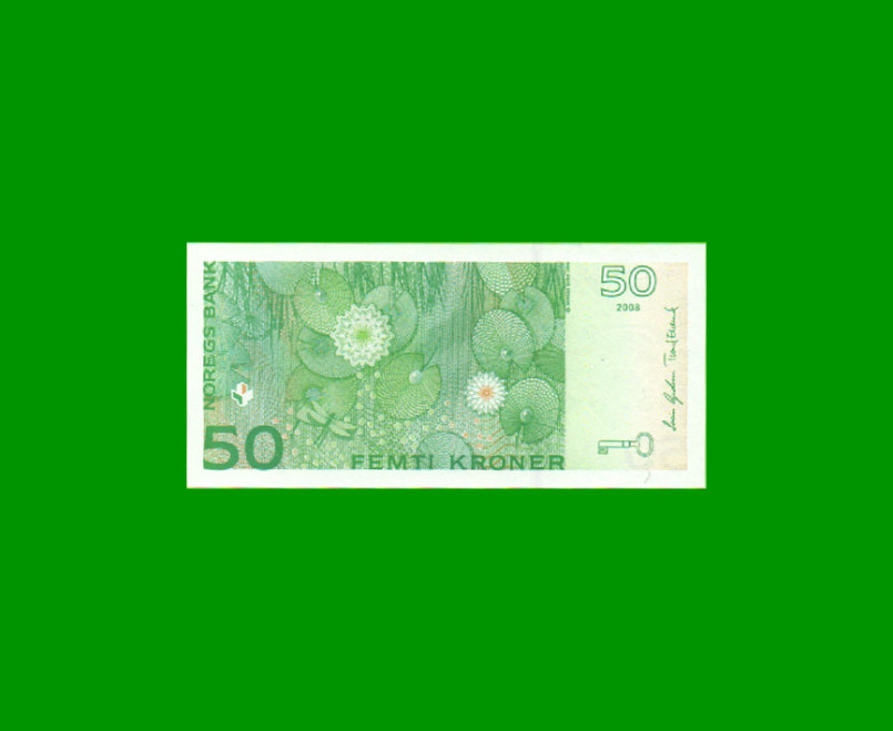 BILLETE DE NORUEGA 50 KRONER, PICK 46c, AÑO 2008 ESTADO SIN CIRCULAR.- - Imagen 2