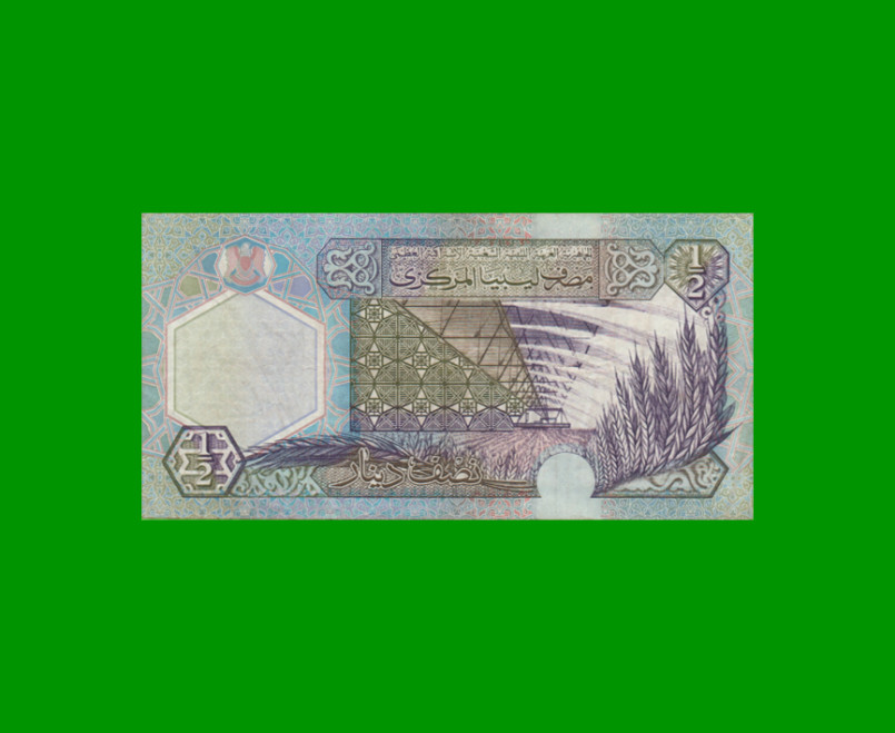 BILLETE DE LIBYA 1/2 DINAR, PICK 63, AÑO 2002 ESTADO MUY BUENO.- - Imagen 2