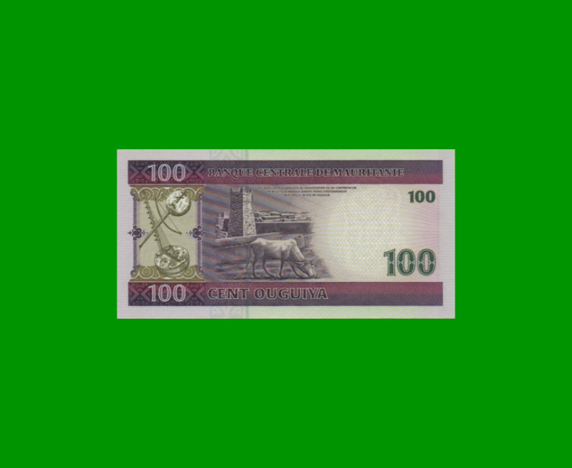 BILLETE DE MAURITANIA 100 OUGUIYA, PICK 10c, AÑO 2008, ESTADO SIN CIRCULAR.- - Imagen 2