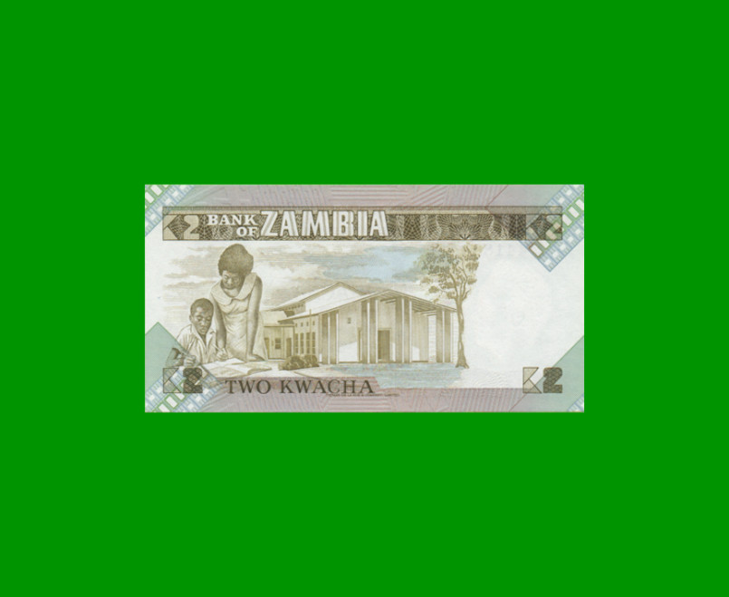 BILLETE DE ZAMBIA 2 KWACHA, PICK 24c, AÑO 1980/1988, ESTADO SIN CIRCULAR.- - Imagen 2