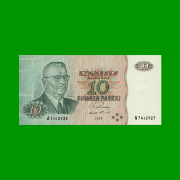 BILLETE DE FINLANDIA 10 MARKKA, PICK 111, AÑO 1980 ESTADO SIN CIRCULAR.-