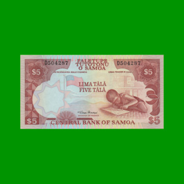 BILLETE DE SAMOA 5 TALA, PICK 33a, AÑO (2002) ESTADO SIN CIRCULAR.-