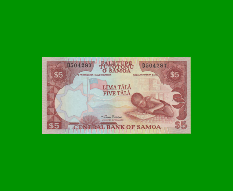 BILLETE DE SAMOA 5 TALA, PICK 33a, AÑO (2002) ESTADO SIN CIRCULAR.-