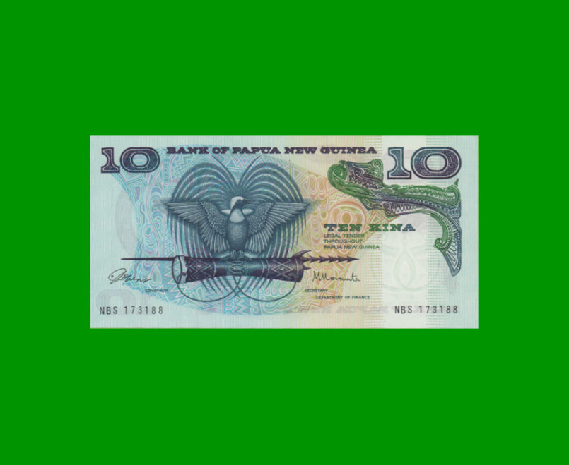 BILLETE DE PAPUA NUEVA GUINEA 10 KINA, PICK 7, ESTADO SIN CIRCULAR.-