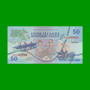 BILLETE DE ISLAS COOK 50 DOLARES, PICK 10a, AÑO 1992 ESTADO SIN CIRCULAR.-