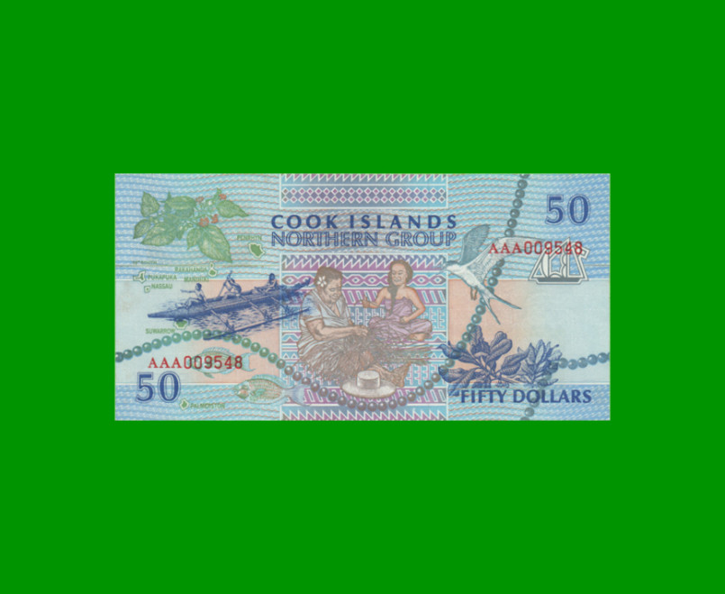 BILLETE DE ISLAS COOK 50 DOLARES, PICK 10a, AÑO 1992 ESTADO SIN CIRCULAR.-