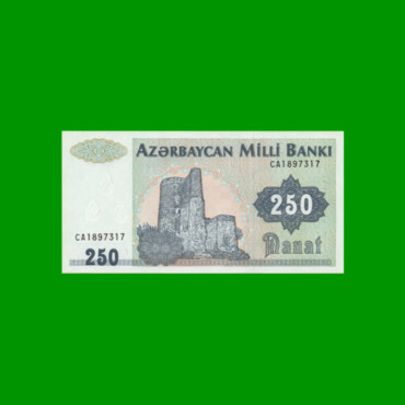 BILLETE DE AZERBAIYAN 250 MANAT, PICK 13b, AÑO 1992 ESTADO SIN CIRCULAR.-